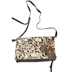 NWT Cow Print Moda Luxe Crossbody Bag Genuine Leather & Synthetic Materials With